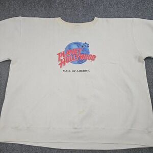 Vintage 90s Planet Hollywood Mall of America Sweatshirt XXL Boxy Cropped Cream